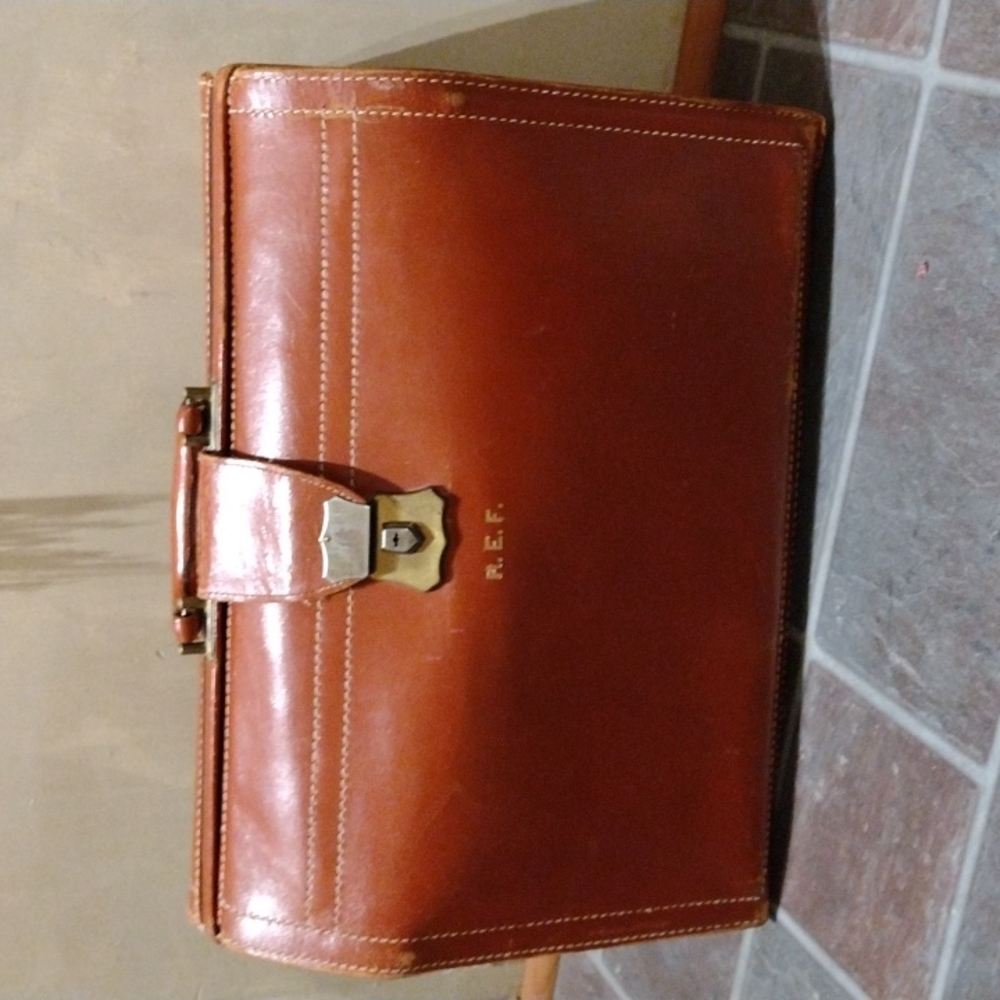 Vintage Art Deco leather attache case, mens bag